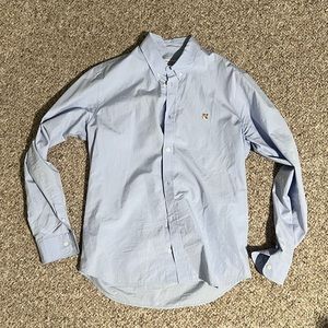 Maison Kitsune Men’s Blue Oxford Button Up Shirt | 40 Medium